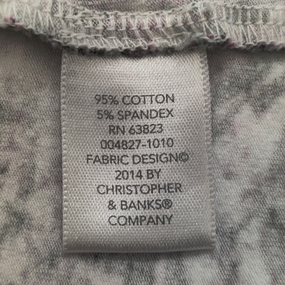 Christopher & Banks XL Purple & Black Floral 3/4 Sleeve Tee with Rhinestones - Picture 8 of 8